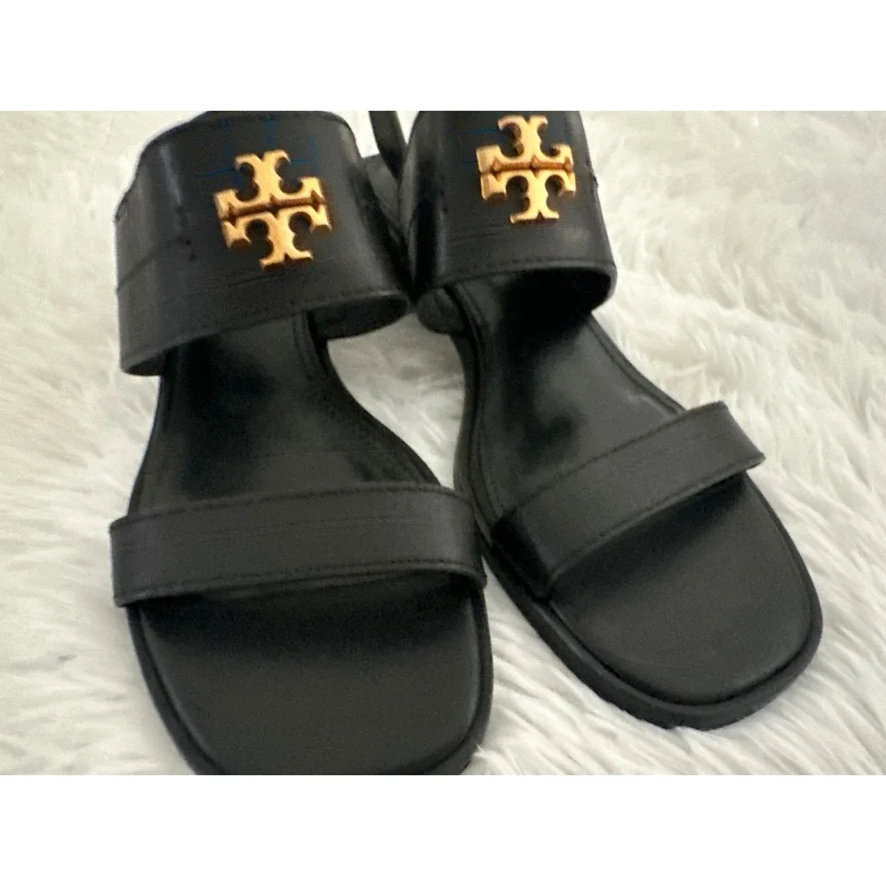 Tory Burch Eleanor Black Block Heel Sandals sz 9‎